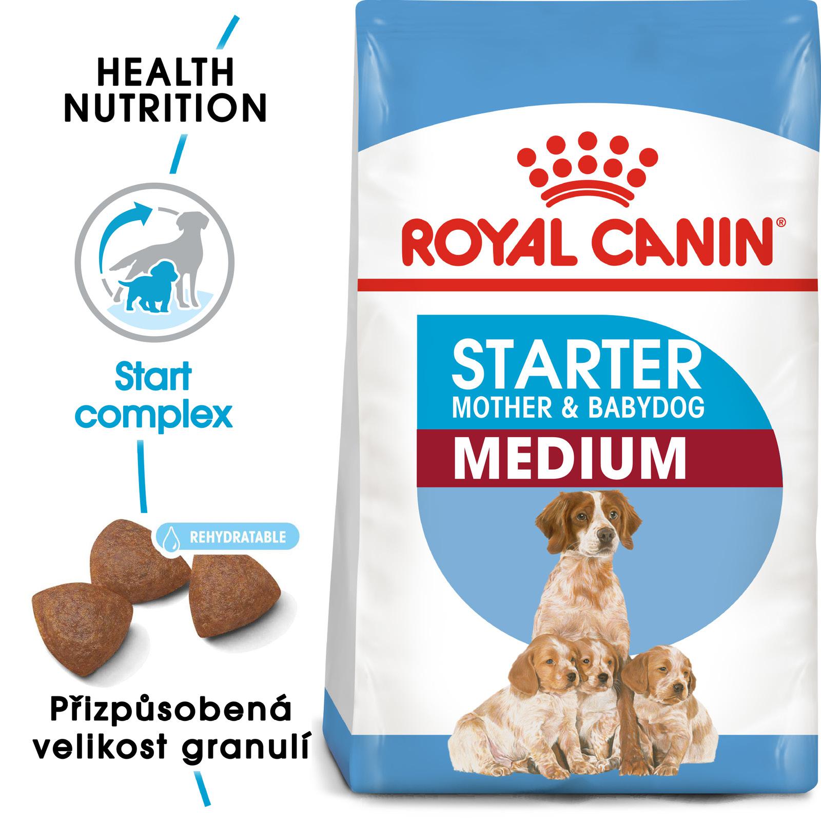 Royal Canin MEDIUM STARTER - granule pro březí nebo kojící feny a štěňata - 15kg