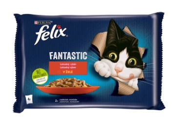 FELIX kapsa FANTASTIC - LAHODNÝ výběr v želé - kuřecí, hovězí - 12 x 85g