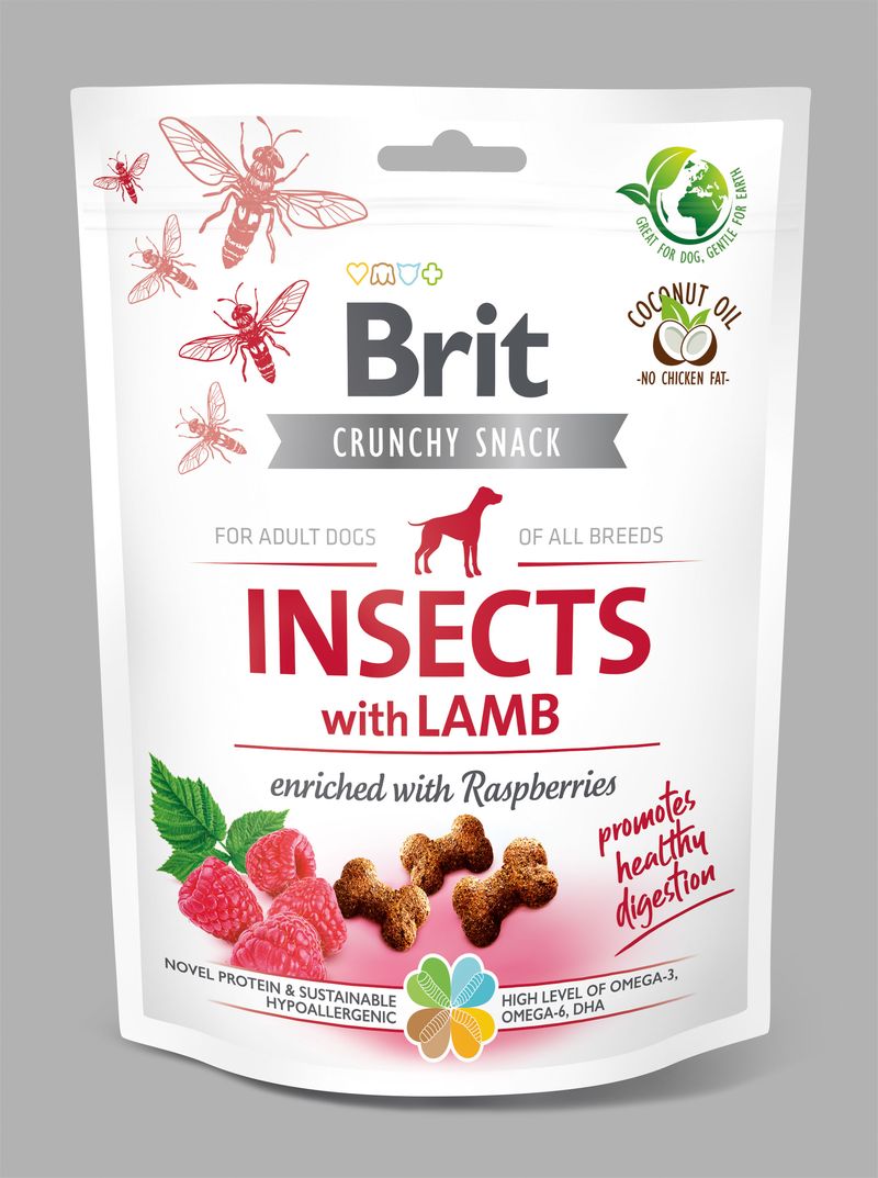E-shop Brit Care Crunchy Cracker. Insects with Lamb enriched with Raspberries - 200g