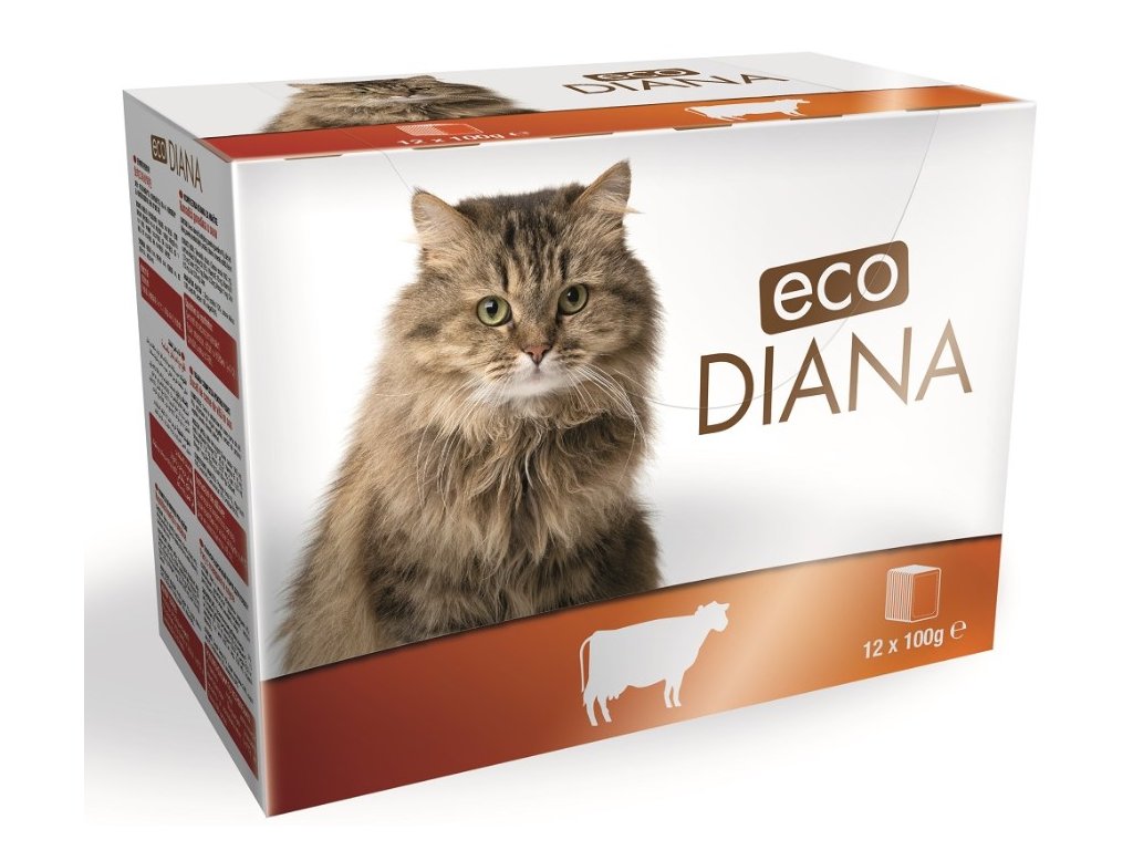 Eco Diana Cat - kapsičky s hovězím v omáčce 12 x 100g - Eco Diana Cat - kapsičky s hovězím v omáčce 12 x 100g
