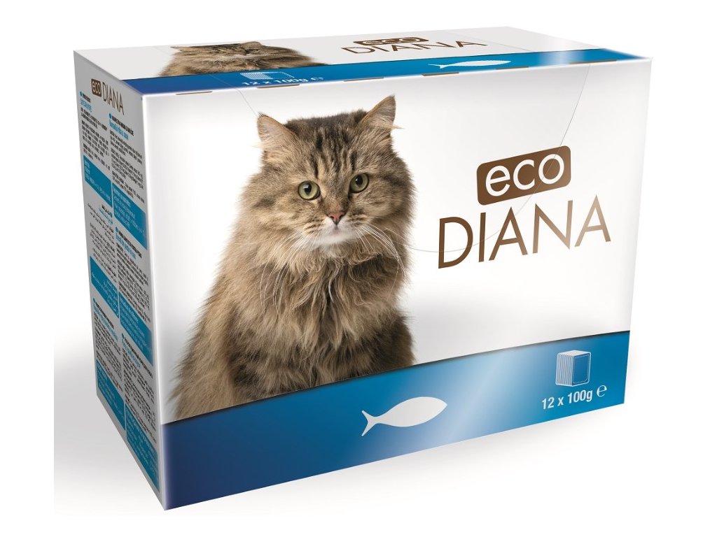 Eco Diana Cat  kousky v omáčce s rybou  12 x 100g - Eco Diana Cat  kousky v omáčce s rybou  12 x 100g