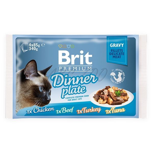 E-shop Brit Premium Cat Filletky in Gravy Dinner Plate - 4 x 85g