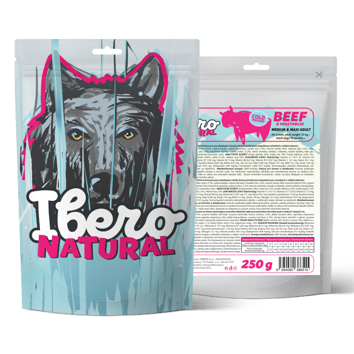 Vzorek - Ibero Cold Pressed Dog Adult M/L BEEF  - 250g