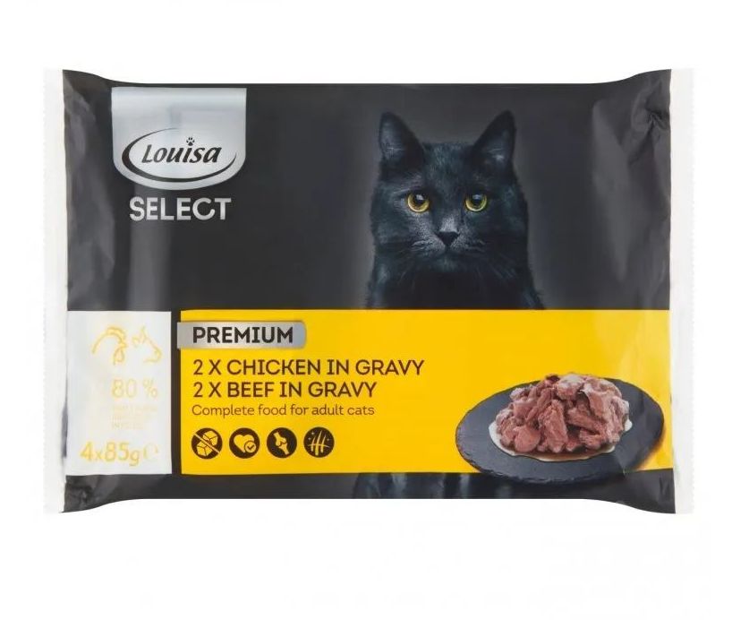 LOUISA kapsy pro kočky - Kuře, hovězí - 4 x 85g