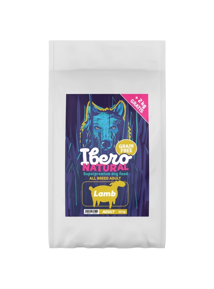 Ibero Grain Free Dog Medium & Maxi Adult Lamb - 12 + 2kg GRATIS