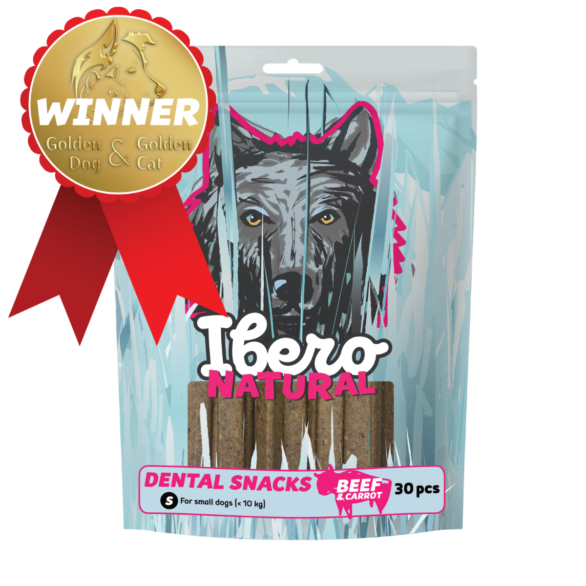 Ibero Cold Pressed Dental Snack Hovězí/Mrkev - S (30ks)