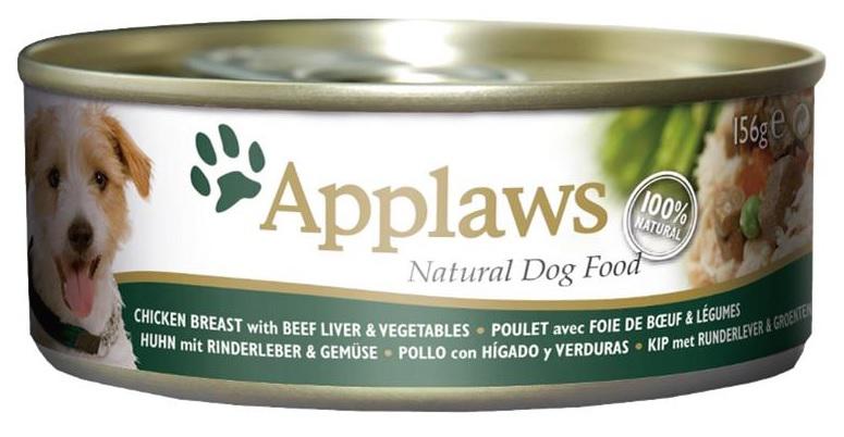 APPLAWS dog konz. KUŘE/JÁTRA/zelenina - 156g
