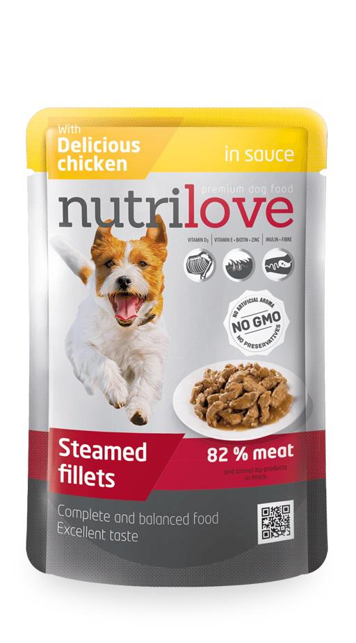 NUTRILOVE pes ADULT kaps. - KUŘECÍ 85g