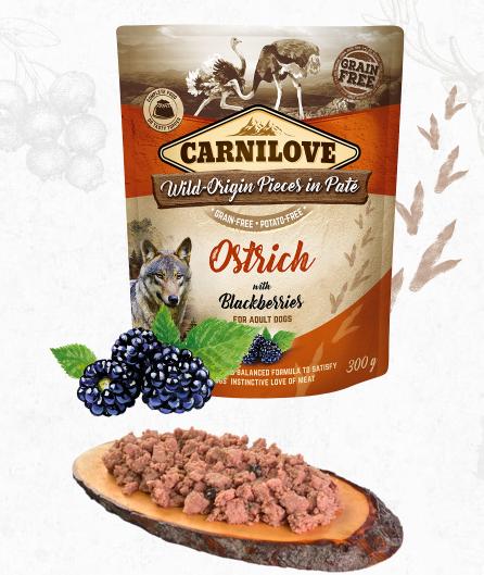 CARNILOVE dog  kapsa  PATÉ OSTRICH/blackberries - 300g