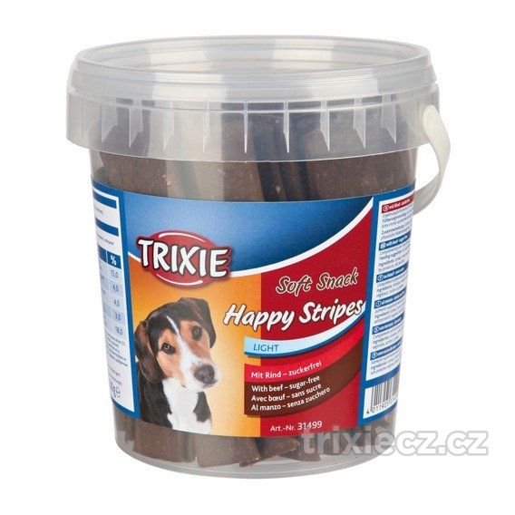 E-shop Pochoutka dog HAPPY stripes hovězí pásky (trixie) - 500g