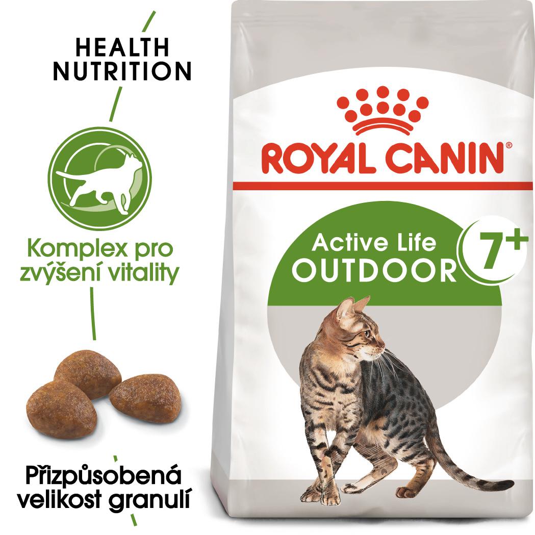 Royal Canin cat  OUTDOOR + 7 - granule pro stárnoucí kočky s častým pohybem venku - 2kg