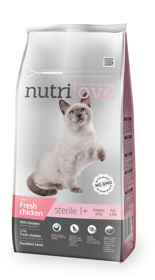 NUTRILOVE cat STERILE - KUŘECÍ 7kg