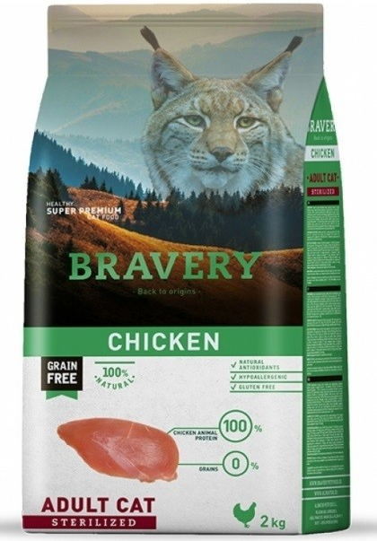 Bravery cat STERILIZED chicken - 2 kg