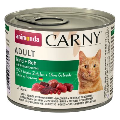 ANIMONDA cat konzerva CARNY hovězí/jelen/brusinky - 200g