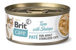 BRIT CARE cat konz. STERILISED TUNA paté/shrimps - 24 x 70g