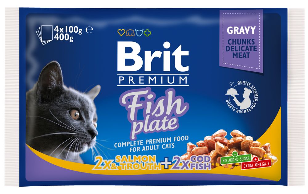 BRIT cat kapsa 4x100g - Rybí menu