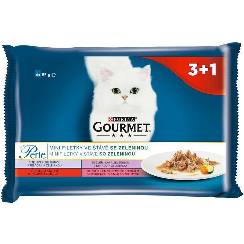 PURINA GP kapsa MINI FILETKY ve šťávě SE ZELENINOU 4ks/85g - 4 x 85g