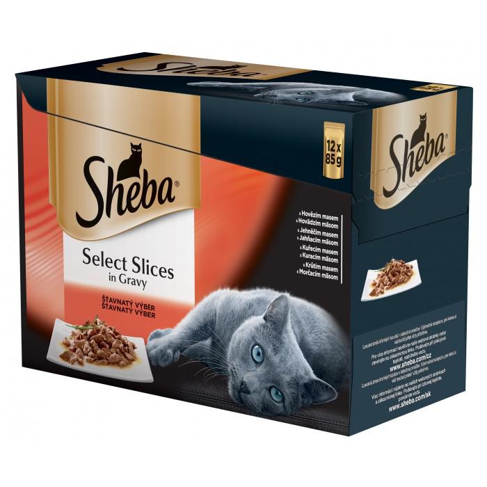 SHEBA multipack SELECT SLICES ŠŤAVNATÝ VÝBĚR - 12ks