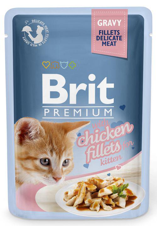 BRIT cat kapsa FILLETS KITTEN chicken/šťáva - 85g