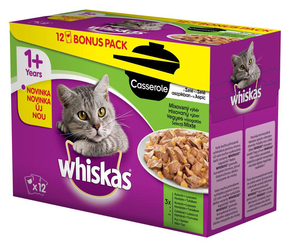 WHISKAS kapsa 12ks CASSEROLE v želé - DRŮBEŽÍ VÝBĚR