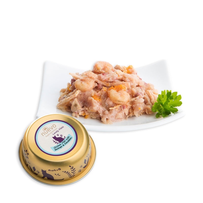 Nuevo Cat Vanička Adult 85g - Kuřecí, Krevety a Pampeliška