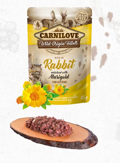 E-shop CARNILOVE cat kapsa KITTEN RABBIT/marigold - 6 x 85g