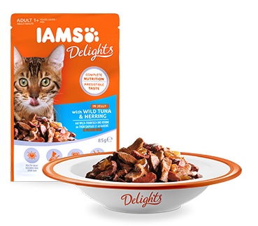IAMS cat kapsa DELIGHTS ADULT wild tuna/herring - 4x85g