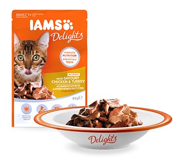 IAMS cat kapsa DELIGHTS ADULT savoury chicken/turkey - 4x85g