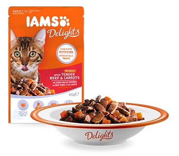 IAMS cat kapsa DELIGHTS ADULT tender beef/carrots - 4x85g