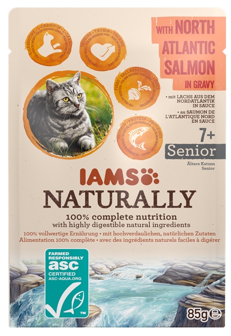 IAMS cat kapsa NATURALLY SENIOR NORTH atlantic salmon - 4x85g