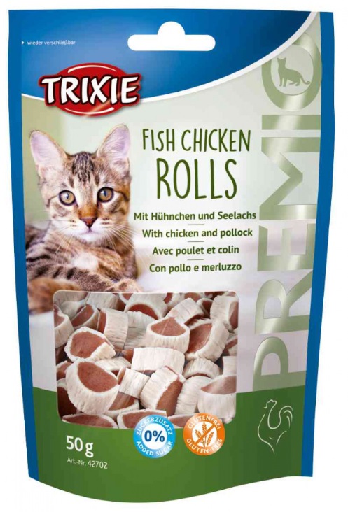 Cat pochoutka FISH CHICKEN ROLLS (trixie) - 50g