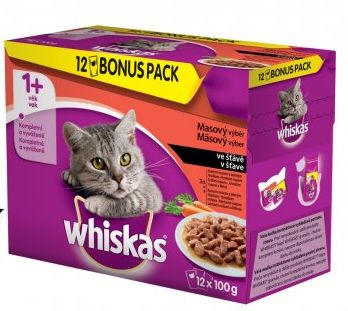 WHISKAS kapsa KLASICKÝ výběr/ mrkev ve šťávě - 24x100g